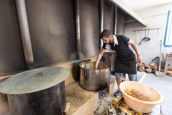 Traditional Greek food is being prepared for the big yearly fest — Stock Photo, Image