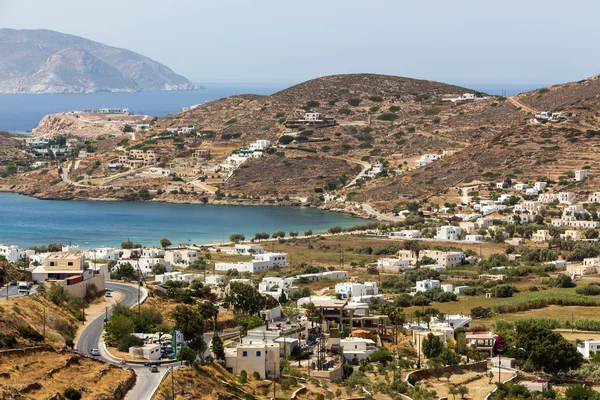 A légi felvétel a Chora-town, Ios island, Cyclades, Égei, Görögország — Stock Fotó