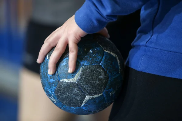 Undefined hands holding a ball prior to the Greek Women Cup Fina — Stock Fotó