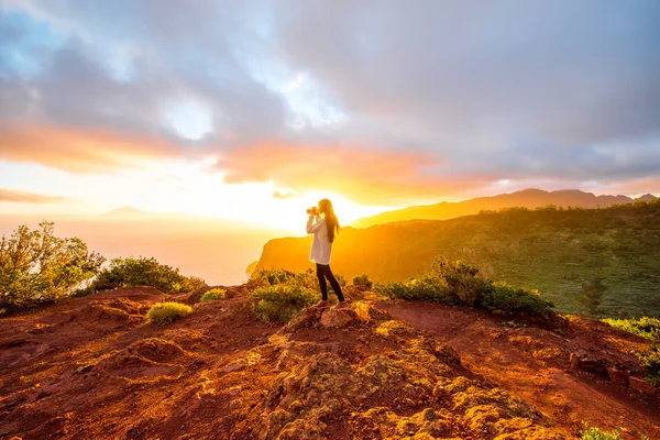 Vista para o nascer do sol na ilha de La Gomera — Fotografia de Stock