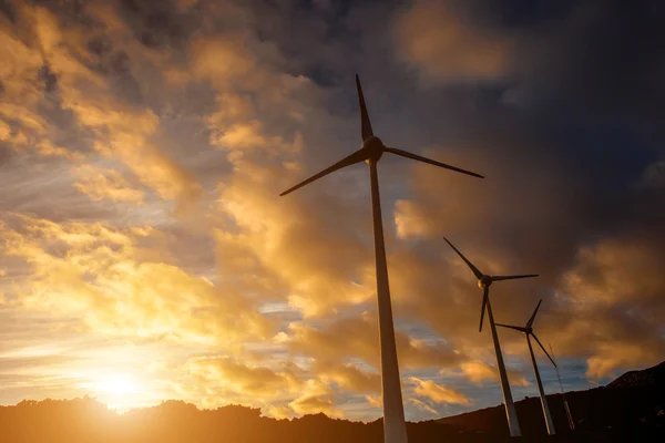 Elektrische windmolens op de hemelachtergrond — Stockfoto