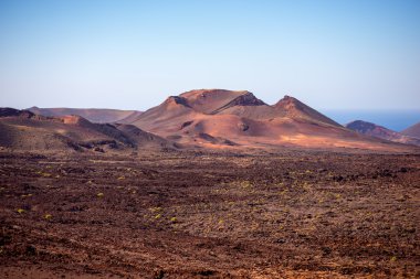 Lanzarote Adası Timanfaya Park'ta volkanik manzara