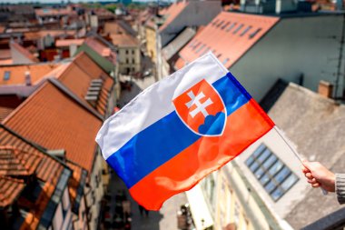 Bratislava şehir arka plan Slovakya bayrağı
