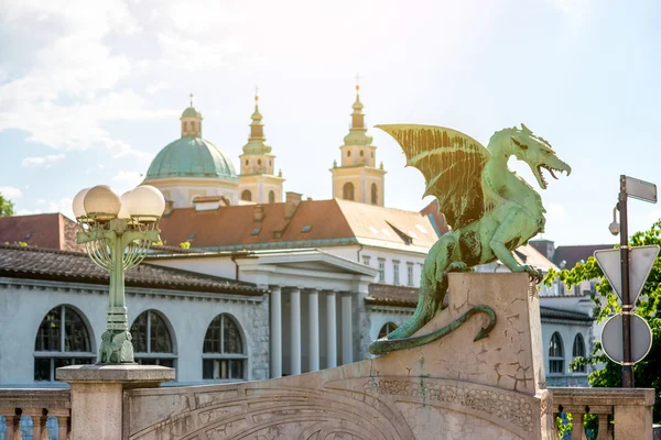 Dragon statue in Ljubljana Royalty Free Stock Images