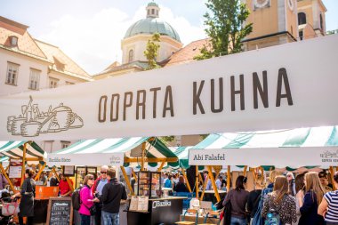 Food market in Ljubljana clipart