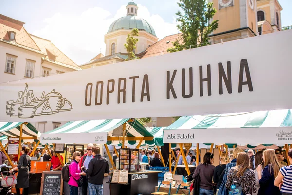 Mercado alimentar em Ljubljana — Fotografia de Stock