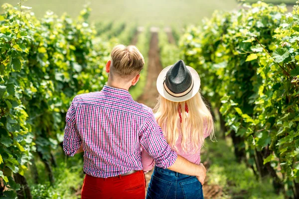 Couple sur le vignoble — Photo