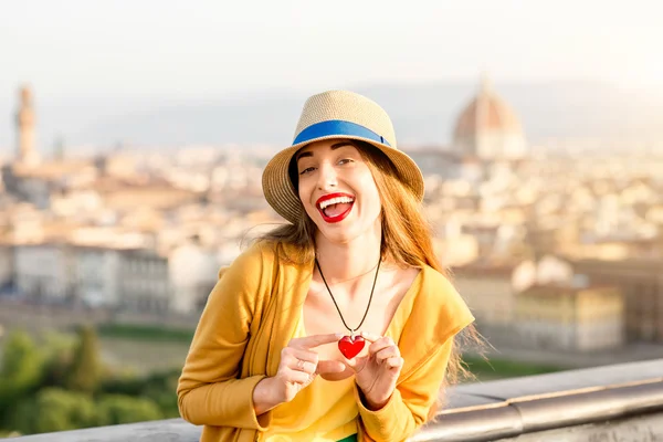 Floransa şehir seyahat kadın — Stok fotoğraf