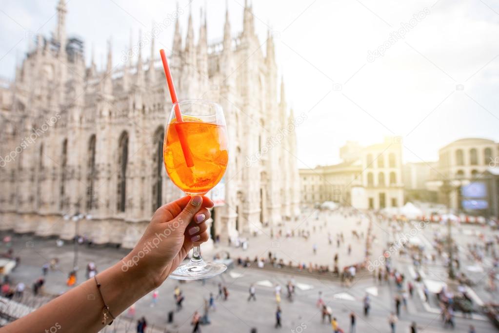 Spritz aperol drink in Milan