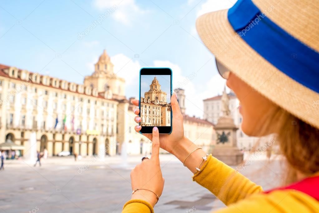 Photographing church in Turin city