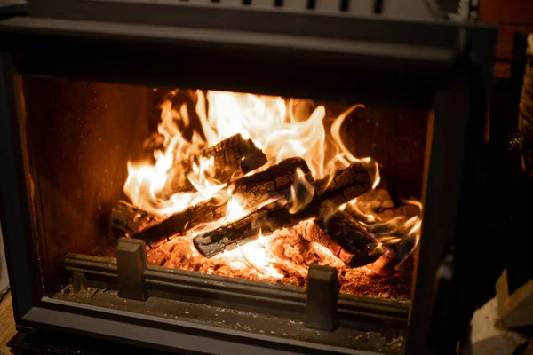 Close-up of a burning fireplace — Stock Photo, Image
