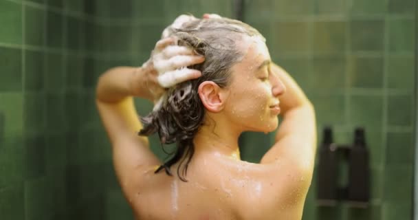 Mujer lavando el cabello — Vídeos de Stock