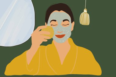 Güzel bir kadın, yüzüyle güzellik gösterisi yapıyor.