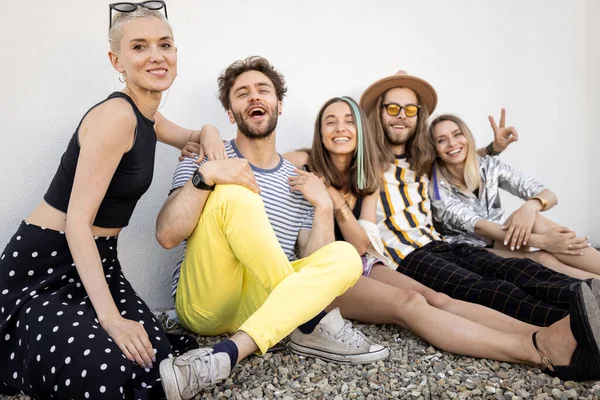 Portrait of a young stylish people outdoors — Stock Photo, Image