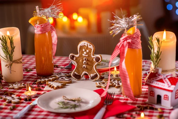 Sweet Christmas decorated table — Stock Photo, Image