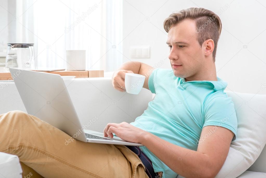 Man working with laptop