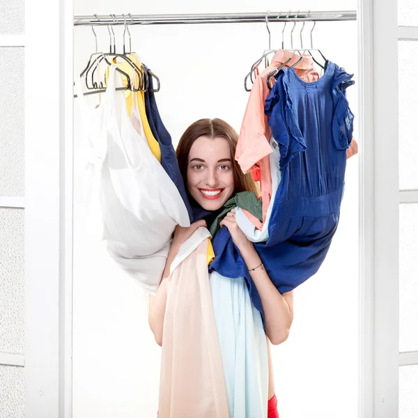 Woman in wardrobe — Stock Photo, Image
