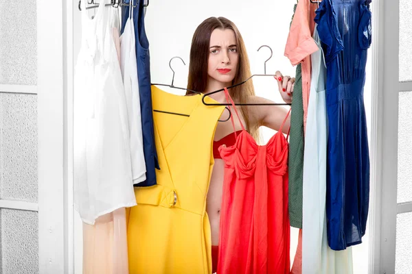 Woman in wardrobe — Stock Photo, Image