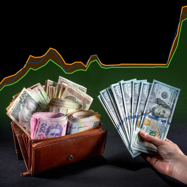 Dinero ucraniano en la cartera — Foto de Stock