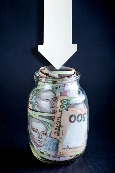 Ukrainian money in the jar — Stock Photo, Image