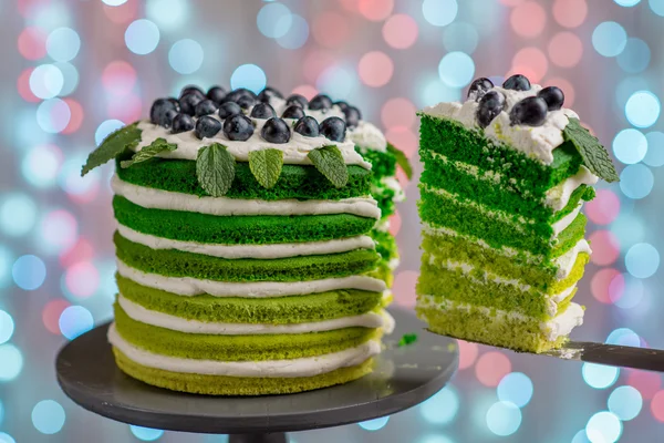 绿色的海绵蛋糕 — 图库照片