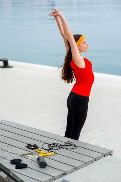 Woman having exercise — Stockfoto