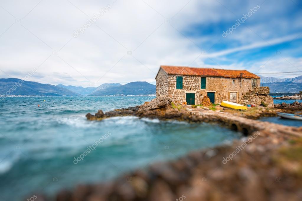 Old marina with lonely House