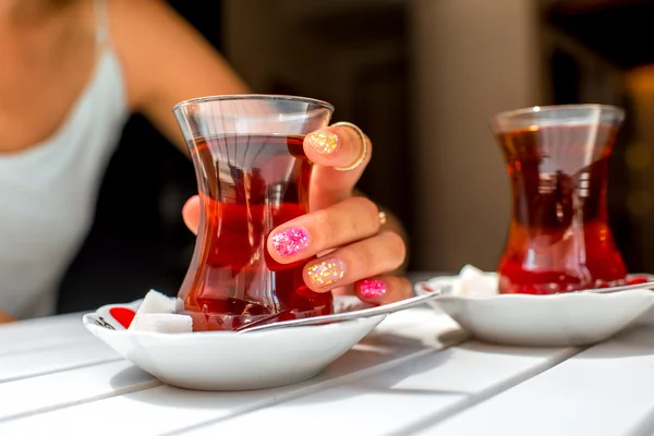 Turkish tea in traditional teacup — Stock Photo, Image