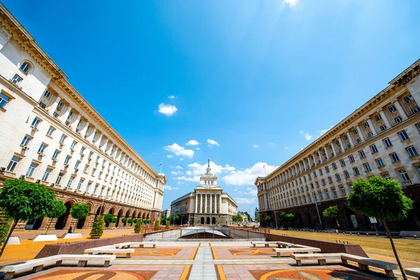 Ансамбль трех зданий социалистического классицизма в Софии — стоковое фото