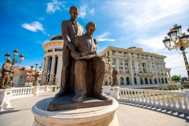 Sculptures on the Art bridge in Skopje