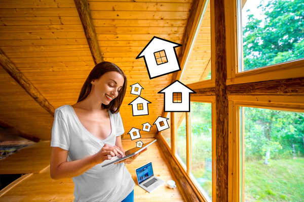 Woman projecting cottage