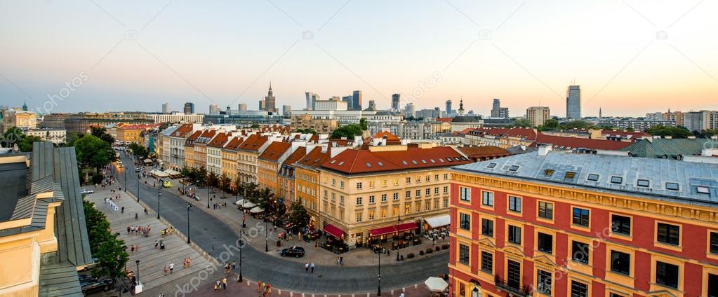 Top view of the old town in Warsaw