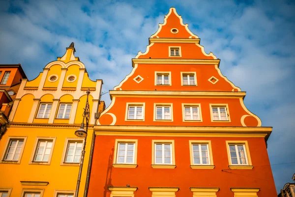 Edifícios na praça do mercado em Wroclaw — Fotografia de Stock