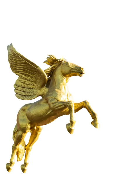 Statua cavallo d'oro isolato su sfondo bianco Immagine Stock