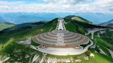Military shrine -Bassano del Grappa from above, aerial view