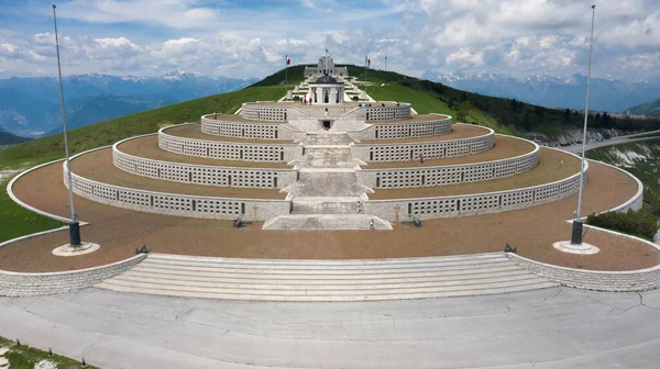 Military shrine -Bassano del Grappa from above, aerial view