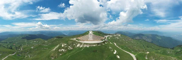 Military shrine -Bassano del Grappa from above, aerial view