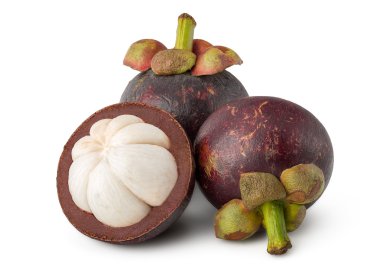 beyaz zemin üzerine taze mangosteen