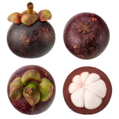 beyaz zemin üzerine taze mangosteen