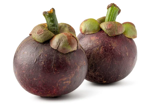 Beyaz zemin üzerine taze mangosteen — Stok fotoğraf