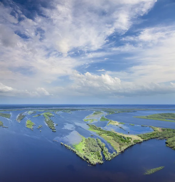 Flood land in spring, top view — Stock Photo, Image