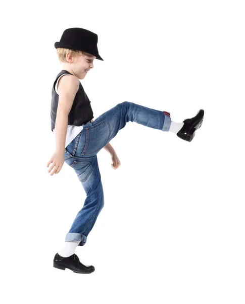 Dancing boy isolated on white — Stock Photo, Image