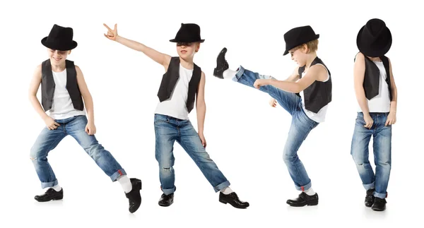 Tančící chlapec izolovaných na bílém — Stock fotografie