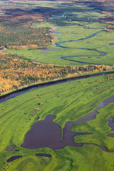 Draufsicht einer Gesamtstruktur Fluss im Herbst — Stockfoto