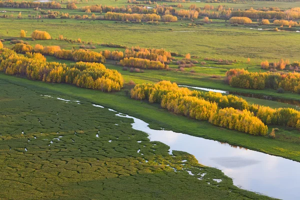 Top view of lake in autumn — Stock Photo, Image