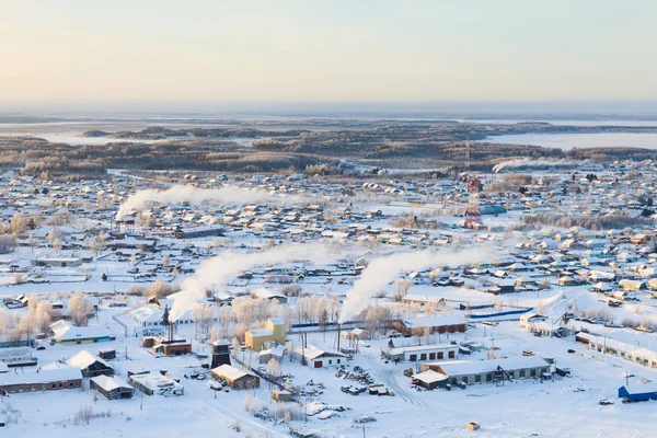 By i vinter, top view — Stockfoto