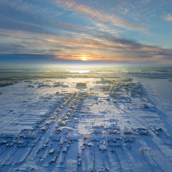 By i vinter, top view — Stockfoto
