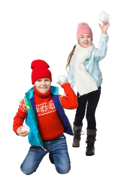 Děti hrají ve sněhu — Stock fotografie
