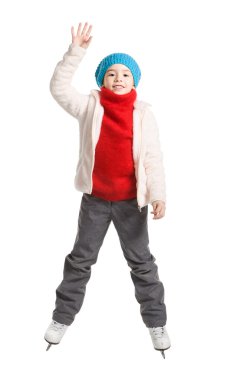 Mutlu genç kız Artistik Patinaj, izole