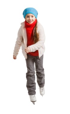 Mutlu genç kız Artistik Patinaj, izole
